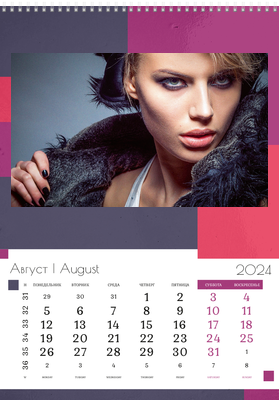 Вертикальные настенные перекидные календари - Гламур Август