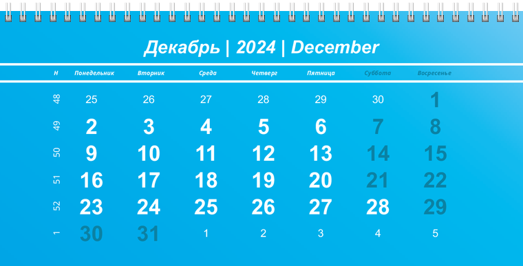 Квартальные календари - Голубые Декабрь